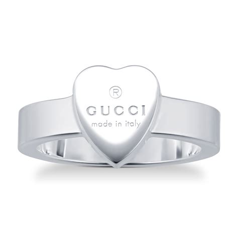 gucci silver trademark ring|heart ring with Gucci trademark.